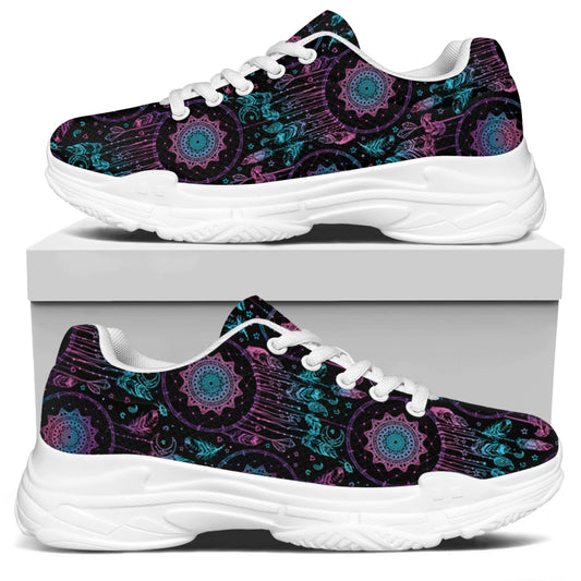 Purple And Blue Dream Catcher Print White Chunky Shoes