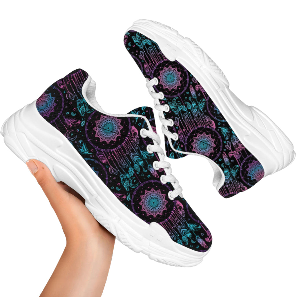 Purple And Blue Dream Catcher Print White Chunky Shoes