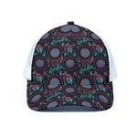 Purple And Blue Dream Catcher Print White Mesh Trucker Cap