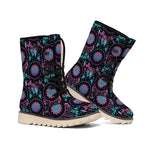 Purple And Blue Dream Catcher Print Winter Boots