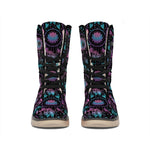 Purple And Blue Dream Catcher Print Winter Boots