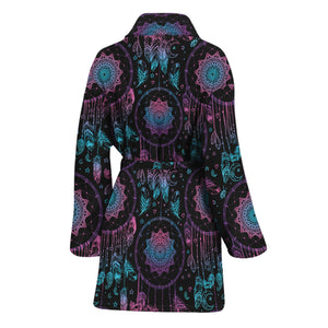 Purple And Blue Dream Catcher Print Women's Bathrobe