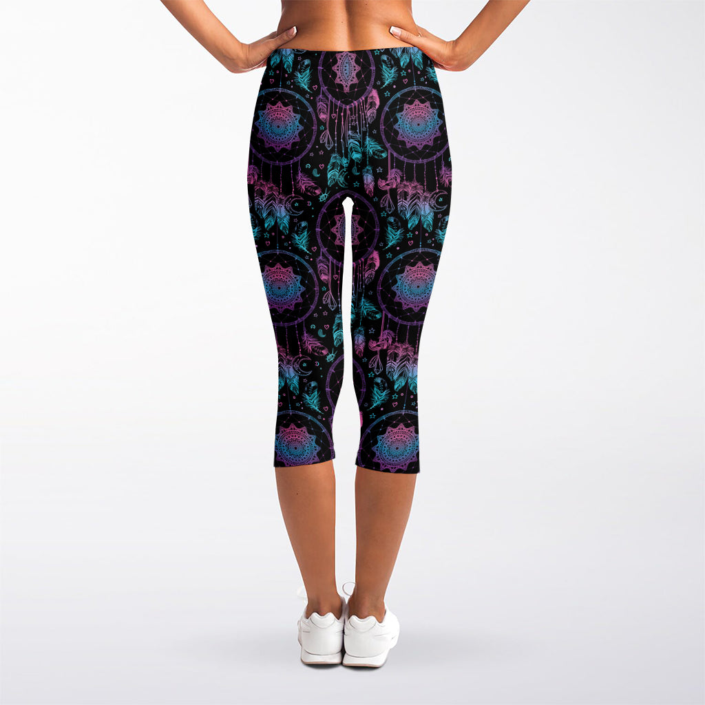 Purple And Blue Dream Catcher Print Women's Capri Leggings