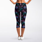 Purple And Blue Dream Catcher Print Women's Capri Leggings