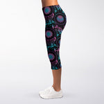 Purple And Blue Dream Catcher Print Women's Capri Leggings