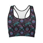 Purple And Blue Dream Catcher Print Women's Sports Bra