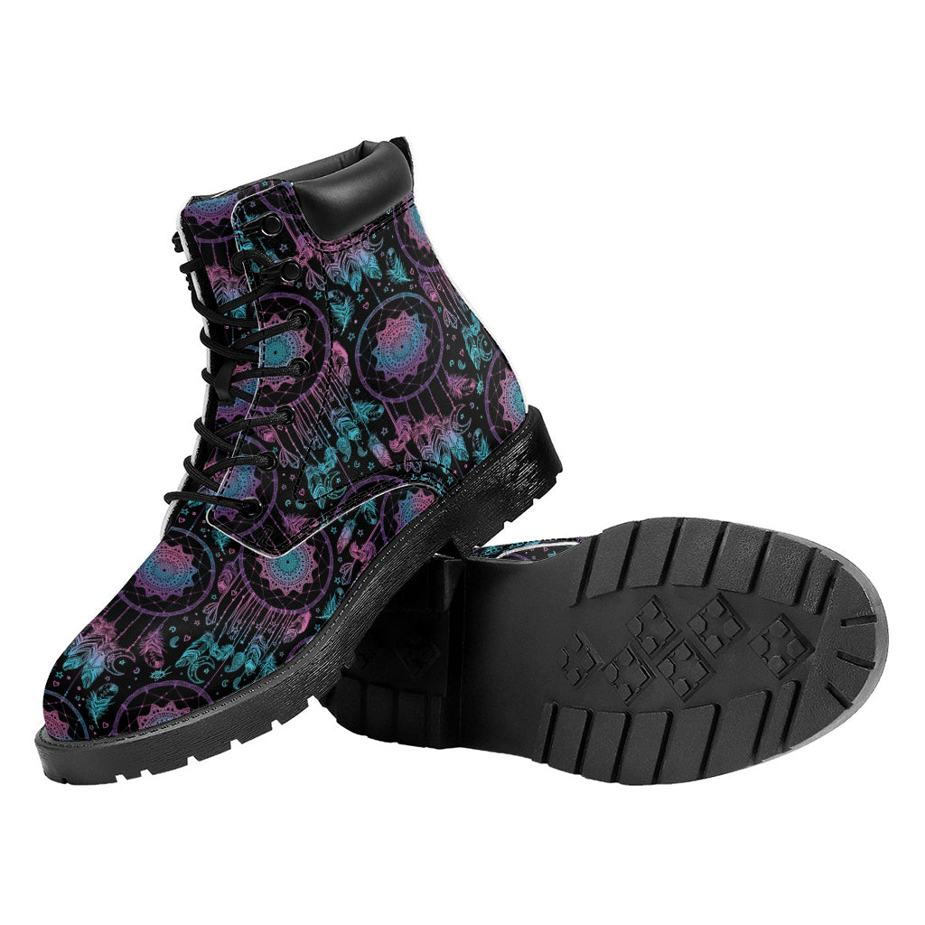 Purple And Blue Dream Catcher Print Work Boots