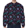 Purple And Blue Dream Catcher Print Zip Sleeve Bomber Jacket