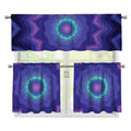 Purple And Blue Kaleidoscope Print 3 Piece Kitchen Curtains