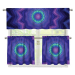 Purple And Blue Kaleidoscope Print 3 Piece Kitchen Curtains