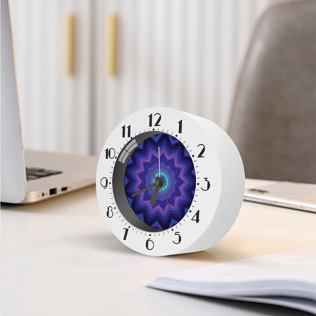 Purple And Blue Kaleidoscope Print Alarm Clock