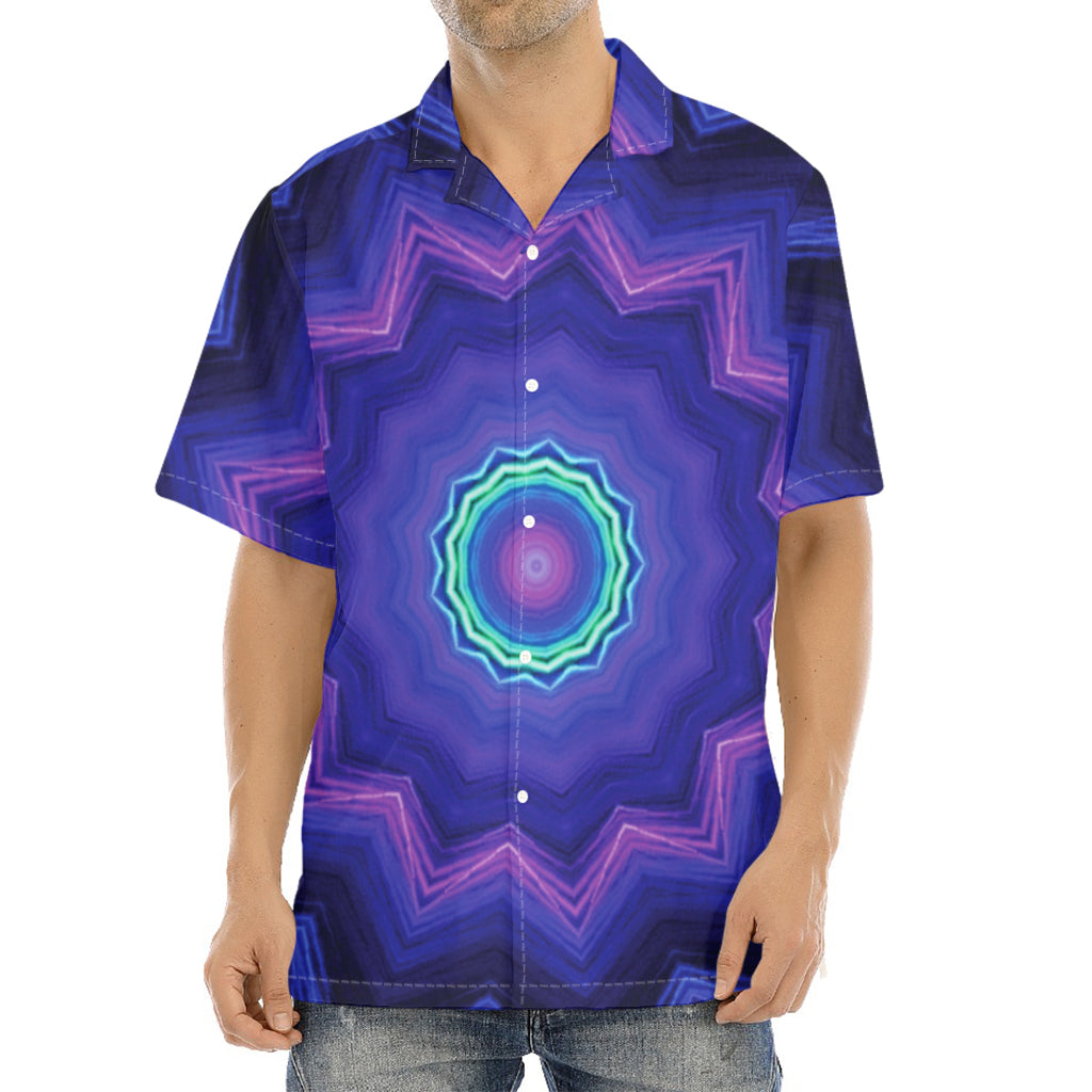 Purple And Blue Kaleidoscope Print Aloha Shirt
