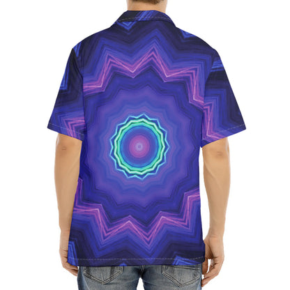 Purple And Blue Kaleidoscope Print Aloha Shirt