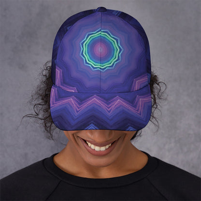 Purple And Blue Kaleidoscope Print Baseball Cap