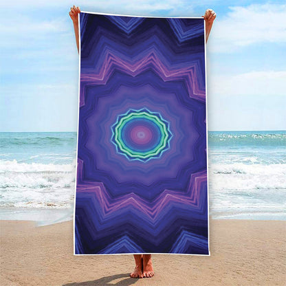 Purple And Blue Kaleidoscope Print Beach Towel