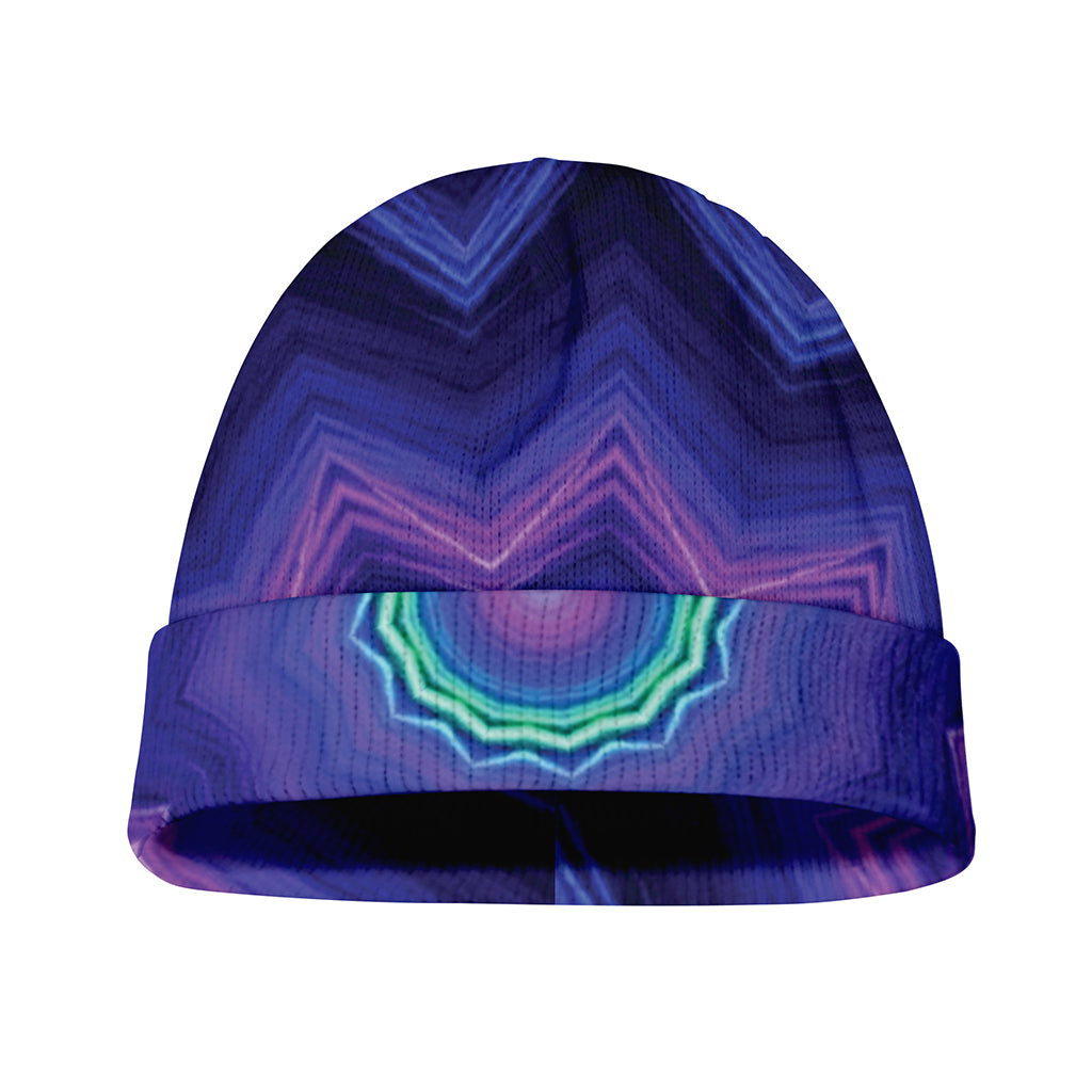 Purple And Blue Kaleidoscope Print Beanie