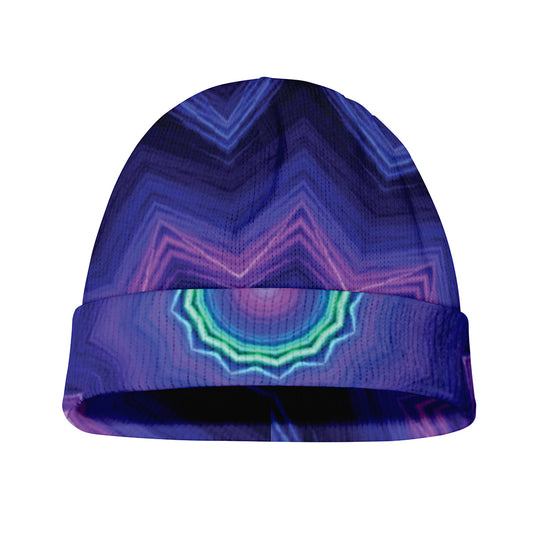 Purple And Blue Kaleidoscope Print Beanie