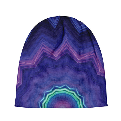Purple And Blue Kaleidoscope Print Beanie