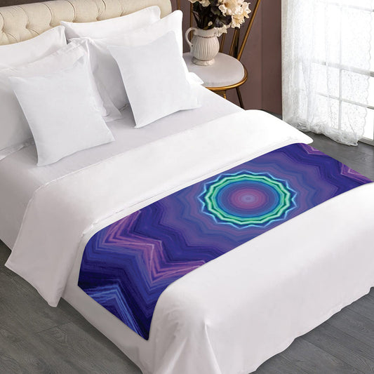 Purple And Blue Kaleidoscope Print Bed Runner