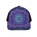 Purple And Blue Kaleidoscope Print Black Mesh Trucker Hat