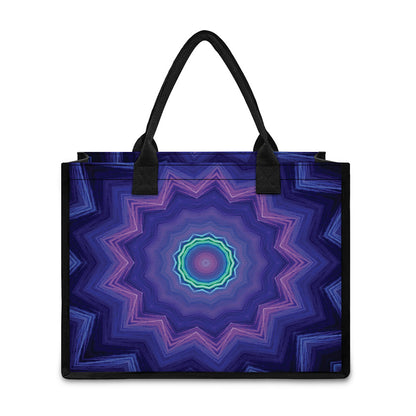 Purple And Blue Kaleidoscope Print Canvas Tote Bag