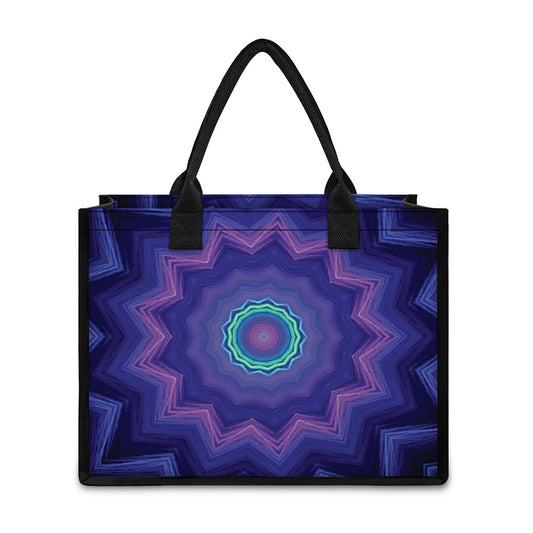 Purple And Blue Kaleidoscope Print Canvas Tote Bag