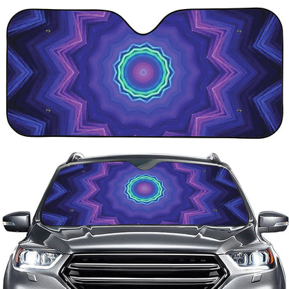 Purple And Blue Kaleidoscope Print Car Windshield Sun Shade
