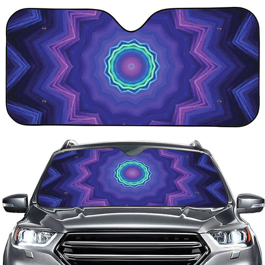 Purple And Blue Kaleidoscope Print Car Windshield Sun Shade