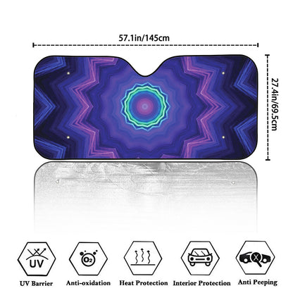 Purple And Blue Kaleidoscope Print Car Windshield Sun Shade