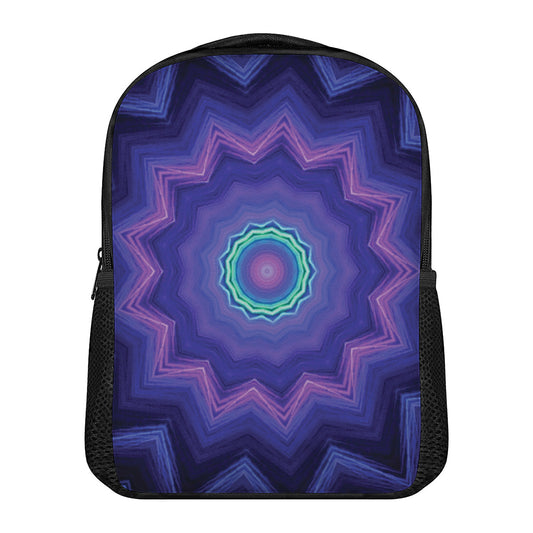 Purple And Blue Kaleidoscope Print Casual Backpack