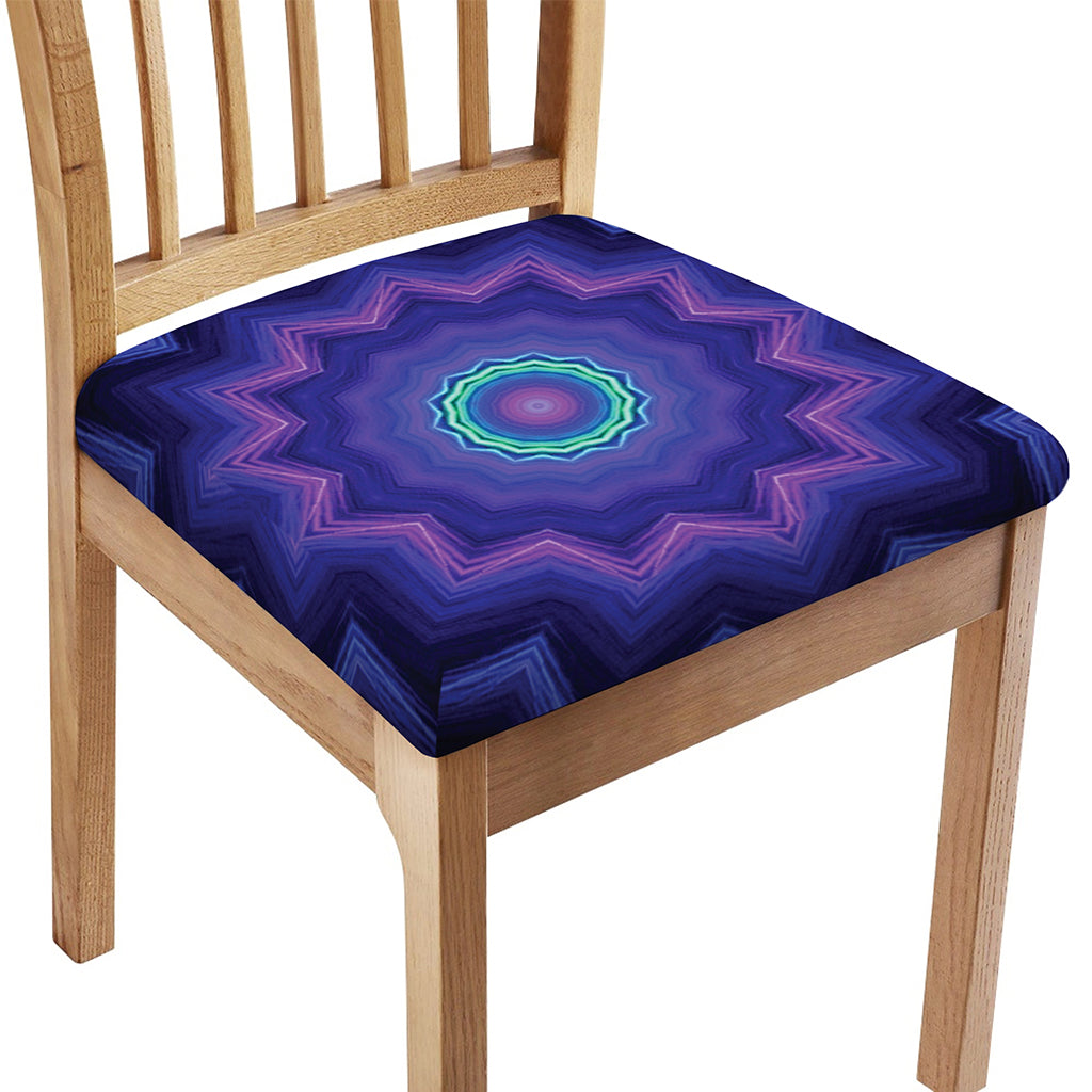 Purple And Blue Kaleidoscope Print Chair Cushion Cover