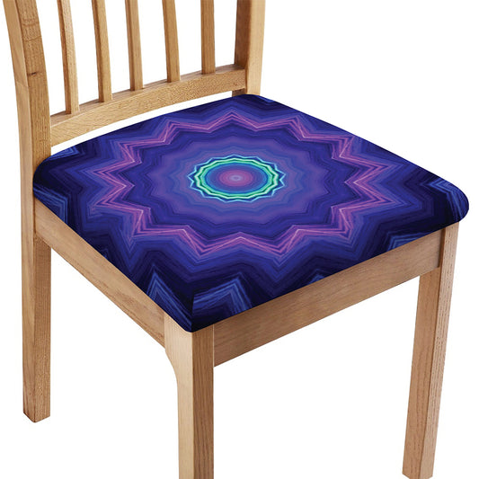 Purple And Blue Kaleidoscope Print Chair Cushion Cover