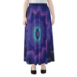 Purple And Blue Kaleidoscope Print Chiffon Maxi Skirt