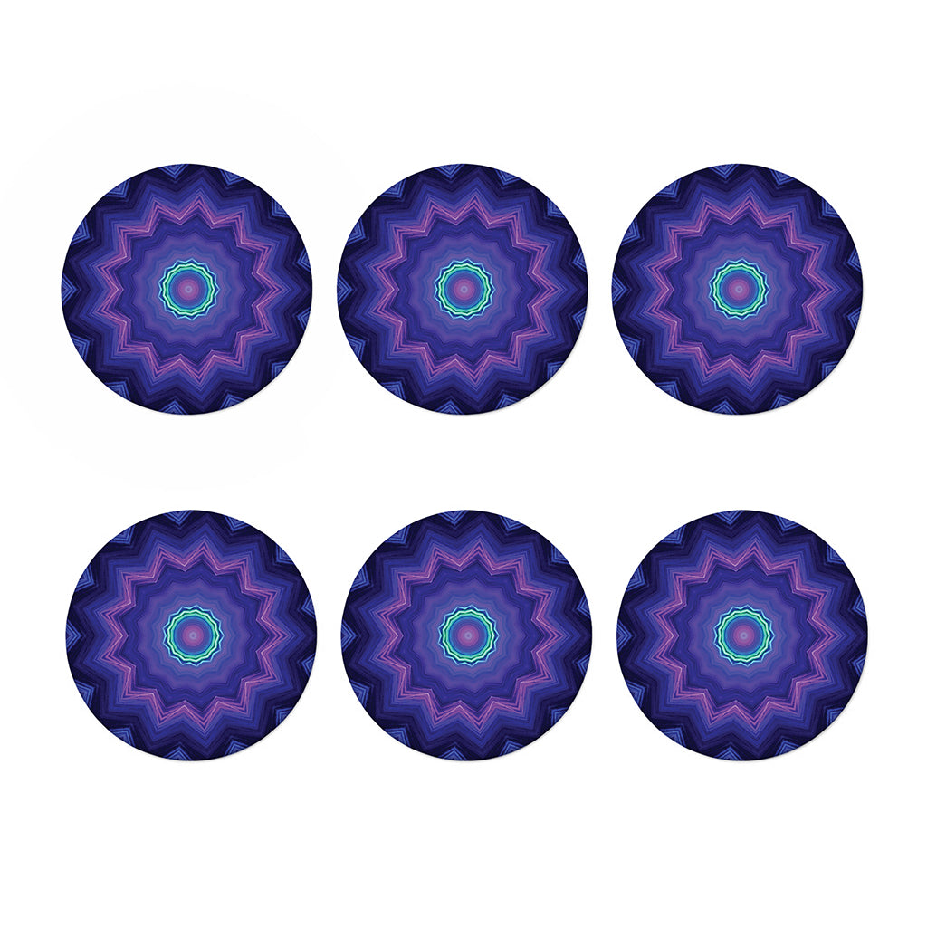 Purple And Blue Kaleidoscope Print Coaster Set