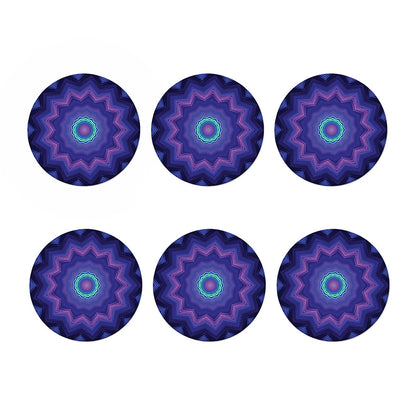 Purple And Blue Kaleidoscope Print Coaster Set