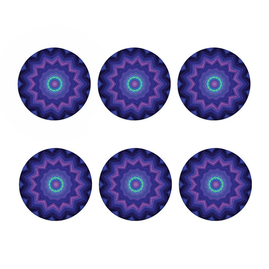 Purple And Blue Kaleidoscope Print Coaster Set