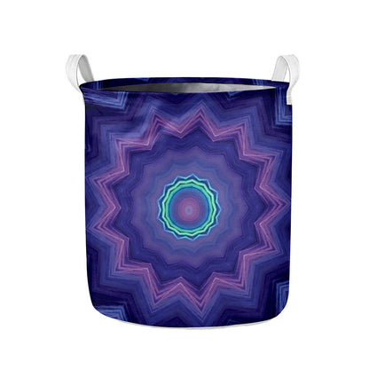Purple And Blue Kaleidoscope Print Collapsible Laundry Basket