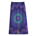 Purple And Blue Kaleidoscope Print Cotton Front Slit Maxi Skirt