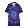 Purple And Blue Kaleidoscope Print Cotton Hawaiian Shirt