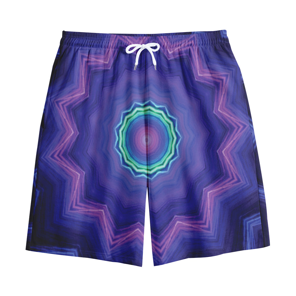 Purple And Blue Kaleidoscope Print Cotton Shorts