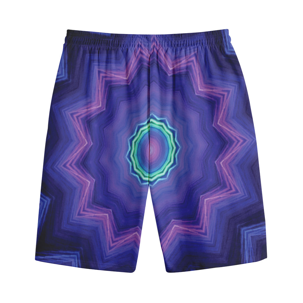 Purple And Blue Kaleidoscope Print Cotton Shorts