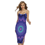 Purple And Blue Kaleidoscope Print Cross Back Cami Dress