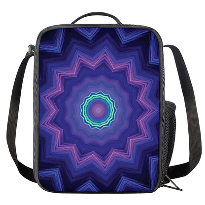 Purple And Blue Kaleidoscope Print Crossbody Lunch Bag