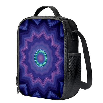Purple And Blue Kaleidoscope Print Crossbody Lunch Bag