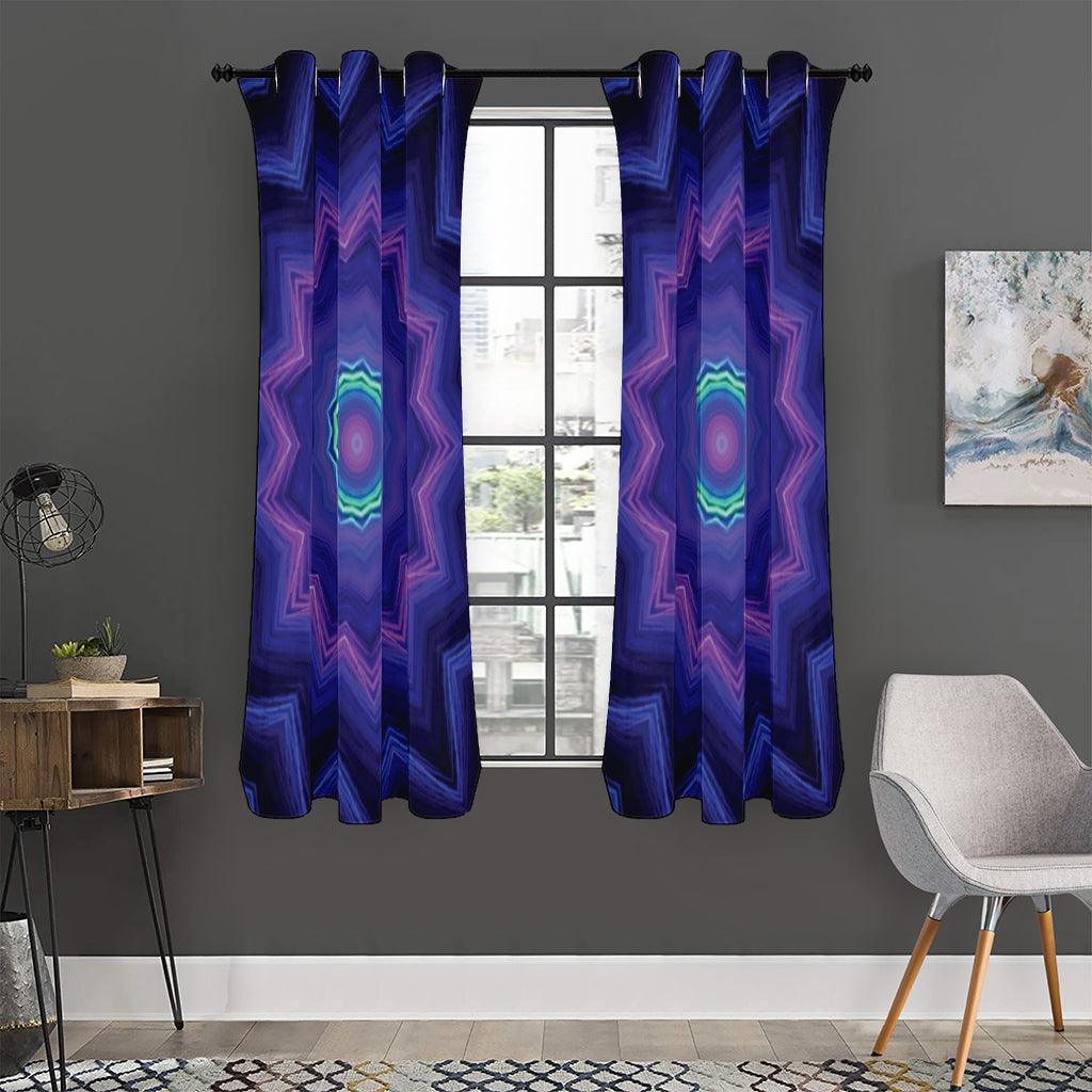 Purple And Blue Kaleidoscope Print Curtain