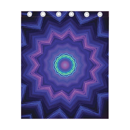 Purple And Blue Kaleidoscope Print Curtain
