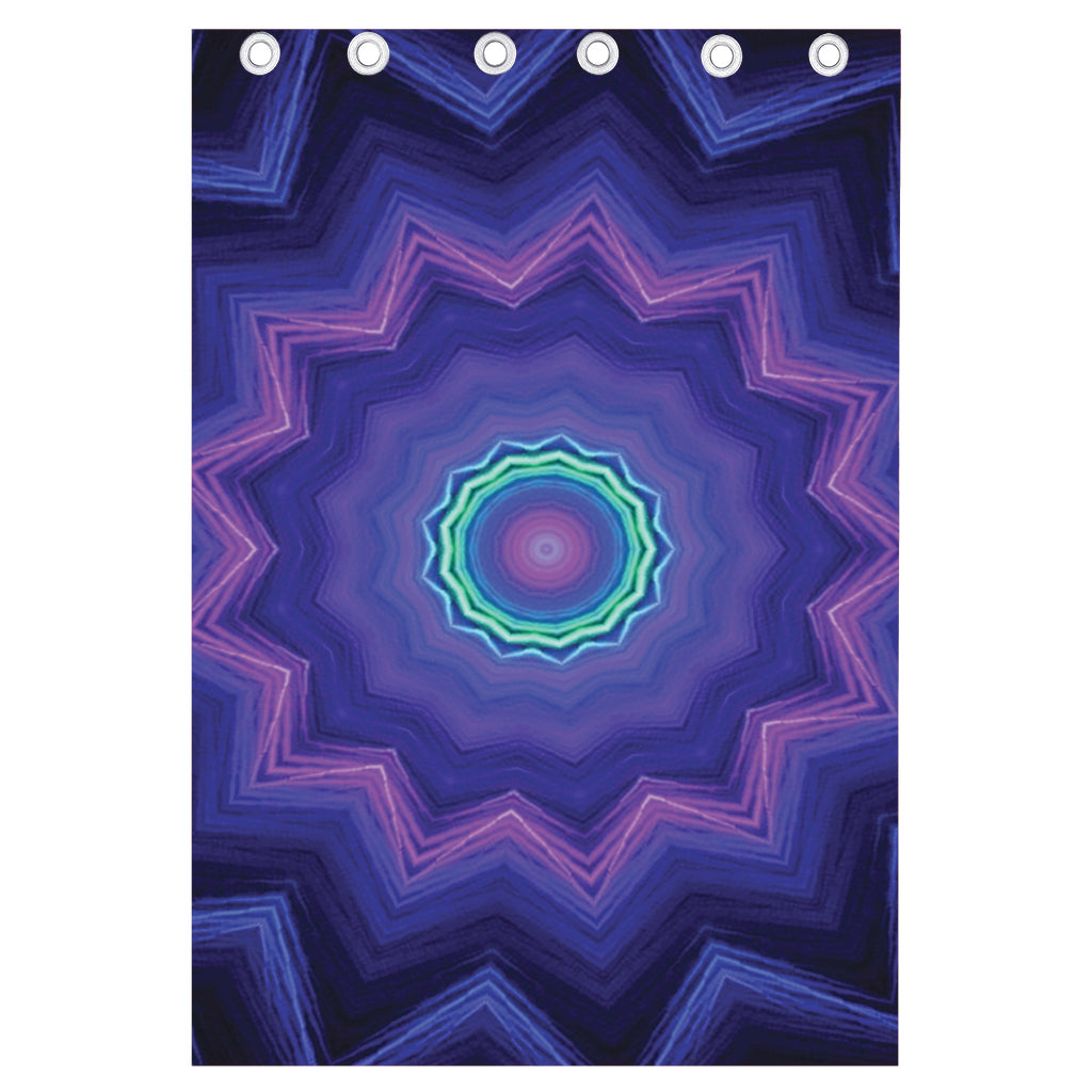 Purple And Blue Kaleidoscope Print Curtain
