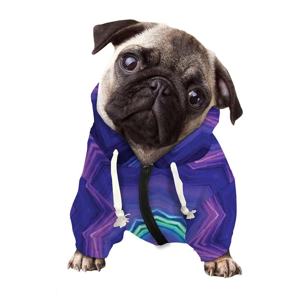Purple And Blue Kaleidoscope Print Dog Zip Up Hoodie