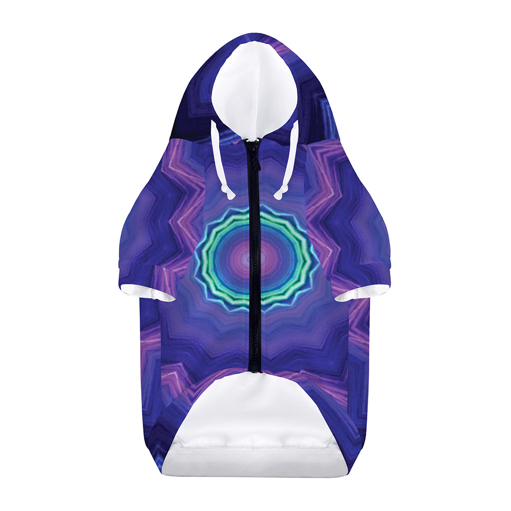 Purple And Blue Kaleidoscope Print Dog Zip Up Hoodie