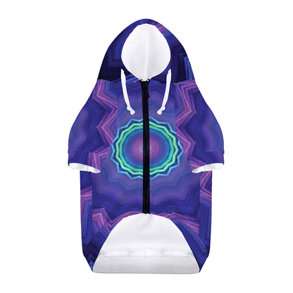 Purple And Blue Kaleidoscope Print Dog Zip Up Hoodie